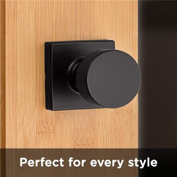 Pismo Passage Square Modern Door Knob, Matte Black - Picture 3 of 6